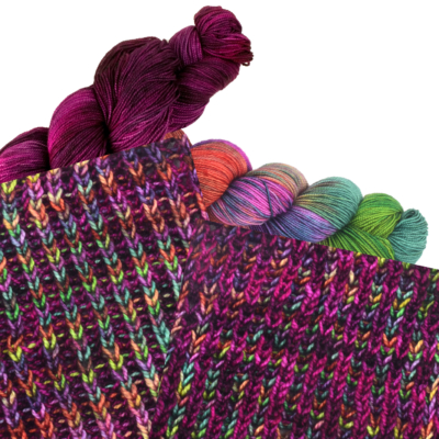 Colorway Pairing: 098 Hedgerow Flora with 153 Deep Wine Orchid