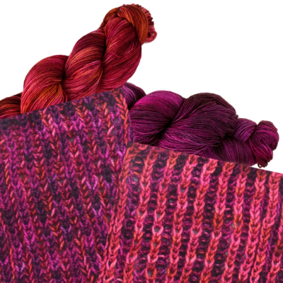 Colorway Pairing: 121 Rubbing Elbows with 153 Deep Wine Orchid